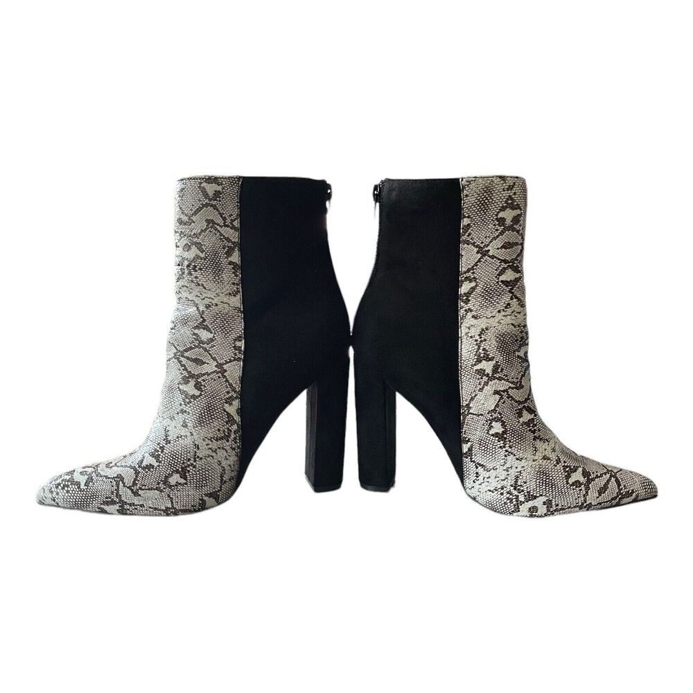 Karin Natural Snake And Black Two-Tone High Heel‎ Booties Size 8.5 - Picture 8 of 9
